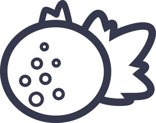 Currant berry icon with leaf. line style sign. For mobile concept and web design, poster; app; package. PNG, transparency,