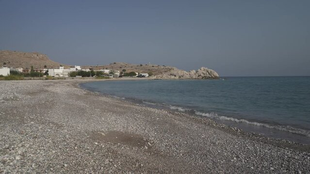 Paralia Massari Beach and Feraklos Castle, Rhodes, Dodecanese Islands, Greek Islands, Greece, Europe