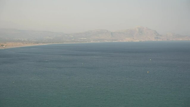 Theotokos and Paralia Massari Beach from elevated position, Rhodes, Dodecanese Islands, Greek Islands, Greece, Europe