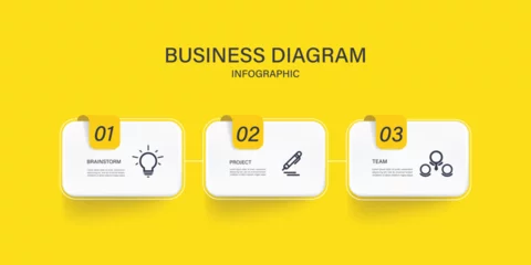 Foto op Plexiglas Business or team marketing diagram infographic template. Timeline with 3 steps. Vector infographic element. © Daluna
