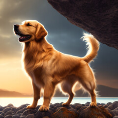 golden retriever beach - 1