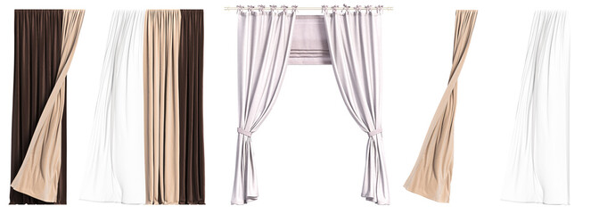 curtain isolated on a transparent background, interior decorations, 3D illustration, cg render
 - obrazy, fototapety, plakaty