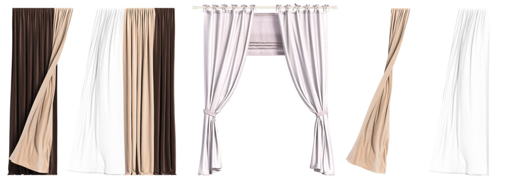 curtain isolated on a transparent background, interior decorations, 3D illustration, cg render
