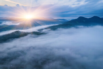 Fototapeta na wymiar Landscape with fog in mountains