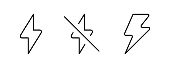 Flash thunder Charger, power icon, flash lightning bolt icon with thunder bolt, Electric power icon symbol - Power energy icon sign in filled, thin, line, outline and stroke style for apps and website