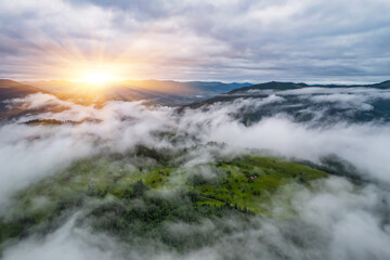 Obraz premium Landscape with fog in mountains