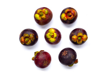 Mangosteen on white background.