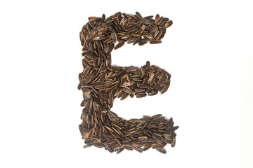 Alphabet made from Sunflower Seeds