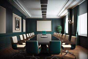 Luxurious and modern conference board room with chairs. ai generative