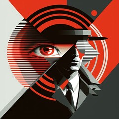 Espionage concept in russian constructivism retro style. Generative AI