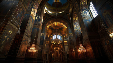 Fototapeta na wymiar interior of saint cathedral city generative ai