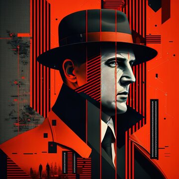Espionage concept in russian constructivism retro style. Generative AI