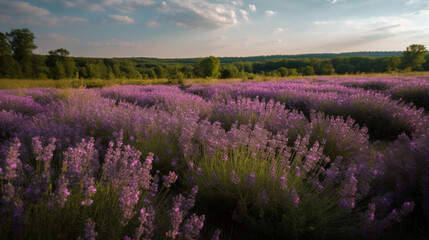 Fototapeta na wymiar A field of purple lavender in midsummer Generative AI