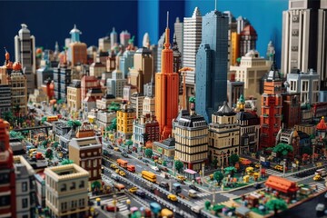 Building Blocks: A Vibrant Lego Cityscape - obrazy, fototapety, plakaty