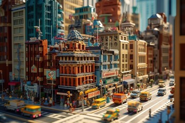 Colorful Brick Metropolis: A Lego City Adventure, GenerativeAI - obrazy, fototapety, plakaty