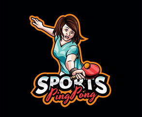 Table Tennis Sport Mascot Logo Design