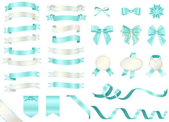 モスグリーンのリボンセット（リボン　フレーム　りぼん　バナー）	
