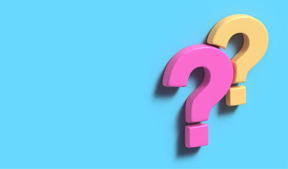 3D Question mark isolated on blue color background. Editable vector illustration
