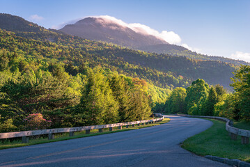 Beautiful scenery Grandfather Mountain from Blue Ridge Parkway, North Carolina.