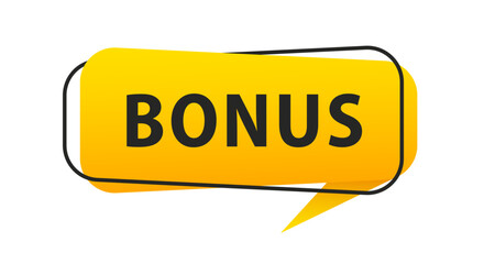 Bonus. Origami style speech bubble banner. Sticker design template with Outlet text. Vector EPS 10. Flat style. Isolated on white background. Vector illustration