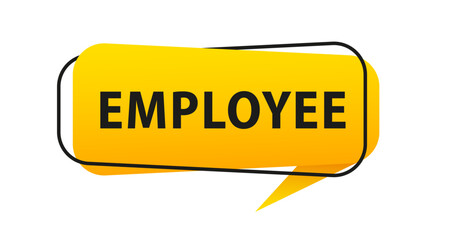 Employee. Origami style speech bubble banner. Sticker design template with Outlet text. Vector EPS 10. Flat style. Isolated on white background. Vector illustration