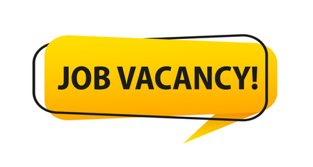 Job vacancy. Origami style speech bubble banner. Sticker design template with Outlet text. Vector EPS 10. Flat style. Isolated on white background. Vector illustration