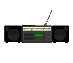 Vintage radio with two speakers and subwoofer vector illustration