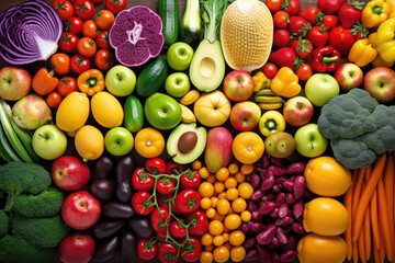 Vegan food backgrounds large group of fruits and vegetables