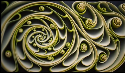  a computer generated image of a spiral design in green and white.  generative ai