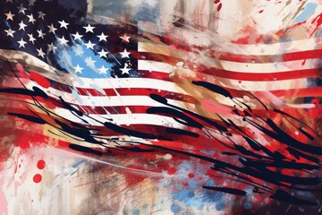 American flag brush stroke art
