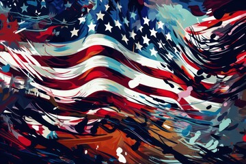American flag brush stroke art
