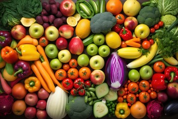 Fototapeta na wymiar Vegan food backgrounds large group of fruits and vegetables