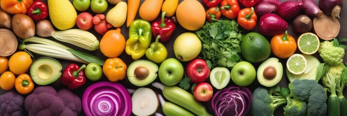 Vegan food backgrounds large group of fruits and vegetables