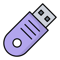 USB Stick Line Color Icon