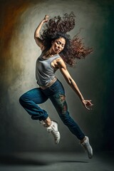 Fototapeta na wymiar modern dancer, dancing woman, generative ai