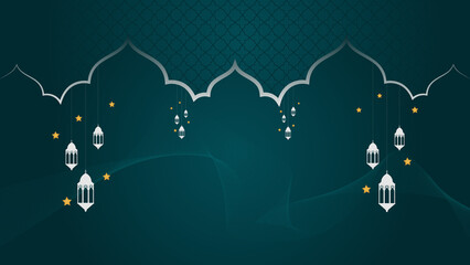 Islamic background with lanterns and mosque. Design concept of ramadan kareem, mawlid, iftar,isra and miraj or eid al fitr adha