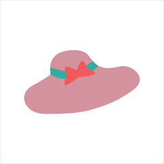 Pink hat.Vector illustration isolated on white background.