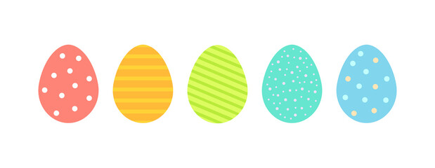 Decorated colorful Easter eggs icons illustration. - 585943395