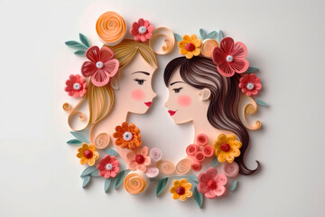 Love on Paper: A Lesbian Couple  Expressing Their Love in Paper Quilling and Papercraft Technique, Generative AI