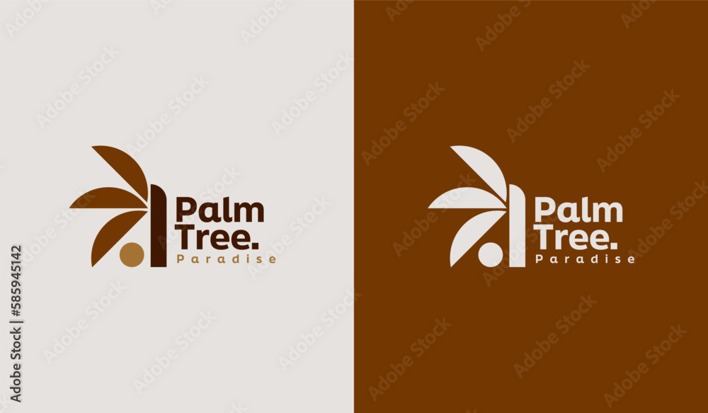 Wall mural palm tree summer tropical logo. universal creative premium symbol. vector sign icon logo template. v