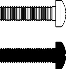 silhouette on the white background, Pan head cross recess screw