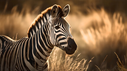 zebra in the savanna - obrazy, fototapety, plakaty