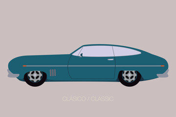 vector classical car icon, illustration, flat