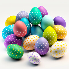 Fototapeta premium Easter eggs presented on a pristine white background. Generative AI.