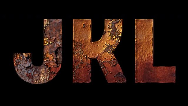 J,K,L - Letter Rusty Effect Animation, Alpha Channel