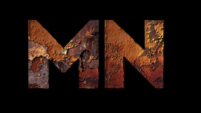 M,N - Letter Rusty Effect Animation, Alpha Channel