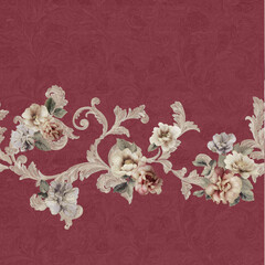 Various watercolor flowers, roses, peonies, beautiful