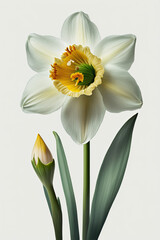 spring narcissus on white background generative ai
