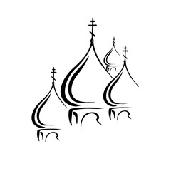 Domes of the Orthodox Church, black and white sketch