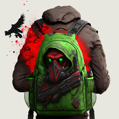 Reaper, soldier, respirator, pistol, green, red, backpack